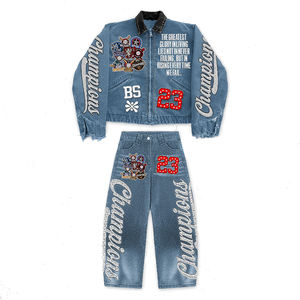 Conjunto de Ropa de Moda de Invierno para Hombre, Diseño en Mezclilla, Cómodo, Suave, de Algodón, con Estampado y Bordado - Product Image 3