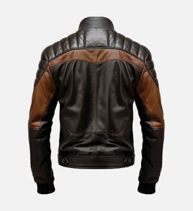 Men's <b>Western</b> Style Leather <b>Jacket</b> Stand Collar Zipper Closure Quick-Dry Breathable Nylon/Cotton Shell Soft Durable Winter - Product Image 2