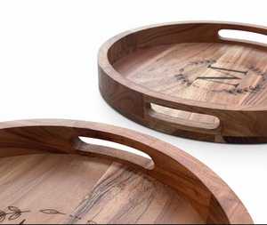Organizador de Cocina, Juego de Bandejas Redondas de Madera para Servir, Almacenamiento y Decoración, de Exportador Indio - Product Image 2