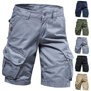 Shorts cargo amples pour hommes, unis, décontractés, grande taille, coupe-vent, en toile 100% coton avec poches - Product Image 5
