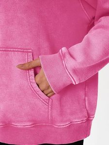 Sweat à capuche vintage rose surdimensionné 400 GSM pour homme, 100 % coton, délavé à l'acide, logo personnalisé imprimé numériquement, effet soleil délavé et pierre - Product Image 3