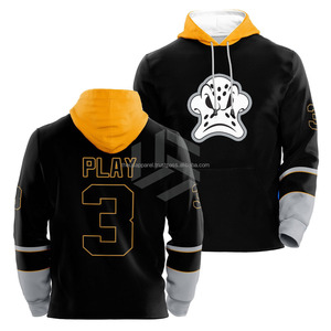 High Quality Customized Logo Heat-Transfer Printing Team Hockey Jersey <b>Pullover</b> Lace-Up Ice Hockey Hoodie Short for <b>Men</b> Adults - Product Image 2