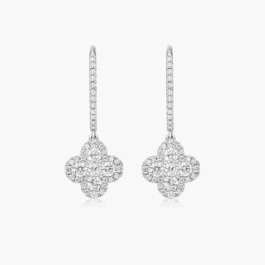 Clover <b>Leverback</b> <b>Earrings</b> With Lab-Grown Diamonds In White Gold - Product Image 1