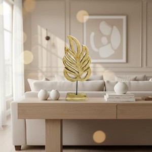Escultura de Hoja de Madera de Mango Hecha a Mano |   Decoración de Escritorio de Madera Natural al por Mayor - Product Image 4