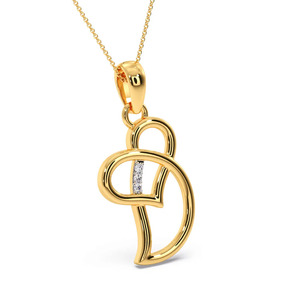 Collier avec pendentif en forme de double cœur avec accent diamant - Product Image 1