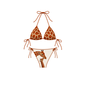 <b>White</b> Tropical Beaded <b>Bikini</b> with Bird Embroidery V-Neckline Micro-Triangle Cotton/Spandex Fabric High Quality Women's Swimsuit - Product Image 2