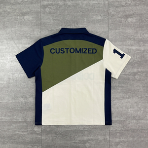 Polo Personalizado de Manga Corta para Hombre, Verde, Blanco y Azul Marino, Transpirable, Tejido, Diseño Casual, Logotipo Estampado en la Parte Delantera - Product Image 3