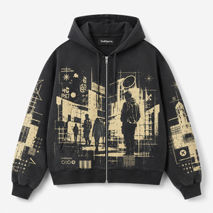 Sudadera Deportiva de Hombre con Capucha y Cierre, Talla Grande, de Felpa, Ecológica, Transpirable, Estilo Urbano, para Otoño - Product Image 1