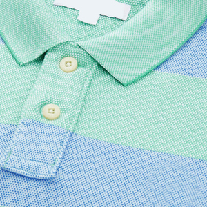 Polo de manga corta a rayas para hombre, corte regular, tejido informal, diseño estampado en azul claro y verde menta - Product Image 6