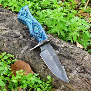 Cuchillo de caza de acero de Damasco afilado, de primera calidad, OEM/ODM, con mango de madera laminada de Pakka de alta calidad, EDC, personalizado, al por mayor - Product Image 3