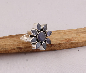 Bague en Iolite Naturelle en Gros, Argent Sterling 925, Bagues Vintage Tendance, Bijoux en Pierre Précieuse Bleu Violet Naturel pour Femme - Product Image 4