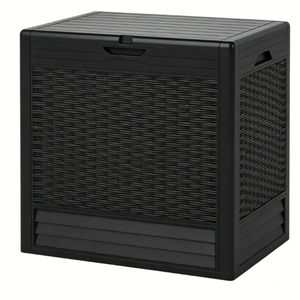 "25 Gallon Weatherproof Rattan Deck <b>Box</b> with <b>Lockable</b> <b>Storage</b> Chest & Patio Side Table" - Product Image 3