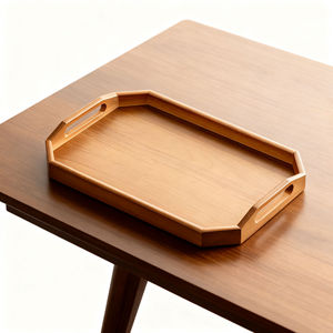 Bandeja de Servir de Madera de Lujo con Asas Recortadas, Bandeja Decorativa para Desayuno, Té y Café para el Hogar, Hotel y Restaurante - Product Image 3