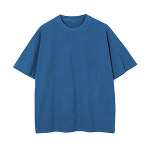 T-shirt à manches courtes pour homme, style streetwear surdimensionné, design personnalisé, col rond, jersey tricoté décontracté, 100% coton, bleu - Product Image 2