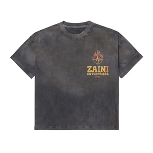 240 GSM Premium Cotton Acid Wash T Shirt Vintage Charcoal Black Custom Screen Print Logo Oversized Fit - Product Image 1