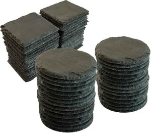 Venta al por mayor de fábrica: Posavasos de roca natural, tapete aislante redondo de pizarra japonesa, diseño moderno y sencillo para mesa, transfronterizo. - Product Image 1