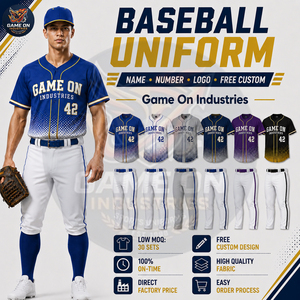 Ensemble assorti de vêtements de sport pour hommes : maillot boutonné et pantalon à passepoil, uniformes de baseball personnalisés par sublimation – Fournisseur de qualité - Product Image 5