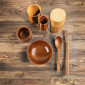 Customizable Sustainable Bamboo Dinnerware Set Natural Wooden Utensils Collection for Kitchen Use Wholesale - Product Image 1