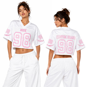 Maillot de football américain court pour femme, entièrement sublimé, personnalisable avec logo, en maille polyester oversize, style streetwear décontracté, fabrication ODM - Product Image 1