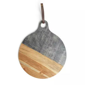 Tabla de cortar al por mayor de madera de acacia duradera y mármol blanco para cocina, elegante tabla de charcutería bicolor de madera de acacia y mármol - Product Image 5