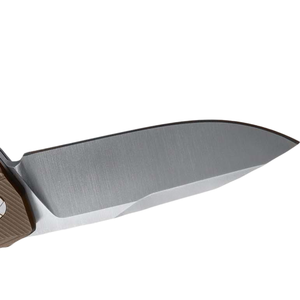 Navajas Plegables Marrones con Mango de Metal Texturizado y Hoja de Borde Liso Ancho, con Clip de Bolsillo para Acampar al Aire Libre y Uso Diario - Product Image 2