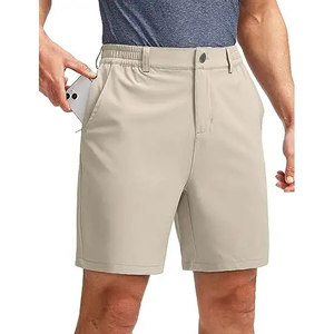Shorts Bermuda Homme Gris Clair Taille Moyenne Boutons Devant Séchage Rapide Polyester Décontracté avec Poches - Product Image 2