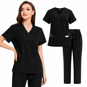 Ensemble de blouses médicales pour femmes, uniforme d'infirmière, haut à col en V, pantalon de jogging, tenue de travail d'hôpital, logo personnalisé - Product Image 5