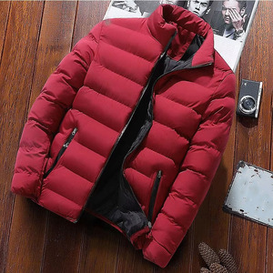 Crimson <b>Red</b> Royal Blue Navy Black Custom Men Puffer <b>Jacket</b> Stand Collar Quilted Winter Coat OEM Lightweight Warm Outerwear - Product Image 4
