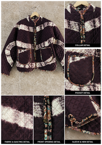 Vintage Polka Dot <b>Quilted</b> Coat Stand Collar Full Sleeve All Seasons Warm Casual Women's Short Outerwear Patch Pockets <b>Single</b> - Product Image 6