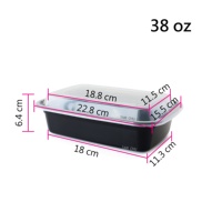 Conteneur alimentaire rectangulaire jetable en plastique PP noir de 38 oz, compatible micro-ondes, avec couvercle, pour les voyages, par TC Container