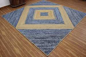 Alfombras tradicionales indias Chindi hechas de yute con tela vaquera incorporada. Alfombras para dormitorio y sala de estar. - Product Image 5