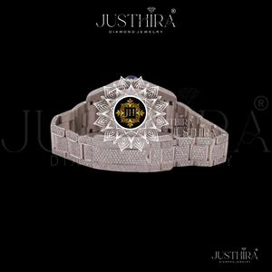 Montre de luxe entièrement sertie de diamants, chiffres arabes, style hip-hop pour hommes et unisexe, en acier inoxydable, style rappeur. - Product Image 3