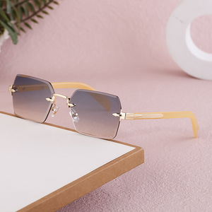 Lmamba Custom Logo Retro Cut <b>Edge</b> Rimless <b>Square</b> Sun Glasses 2024 Luxury Brand Designer Sunglasses - Product Image 2