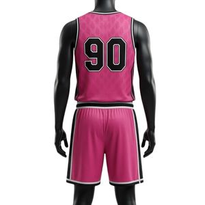 Ensemble d'uniformes de lacrosse pour hommes rose et noir en polyester léger – Maillot et short de sport pour équipes – Performance athlétique - Product Image 2
