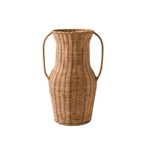 Rustic Rattan Jar Urn Vases with Handles Woven Vintage <b>Floor</b>/Tabletop Vase for Flowers Wedding Anniversary Home <b>Accessory</b> Gift - Product Image 1