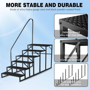 Scala per Piscina a 6 Gradini Rinforzata con Corrimano, Scaletta per Piscine Fuori Terra e Vasche Idromassaggio per Uso Esterno - Product Image 3