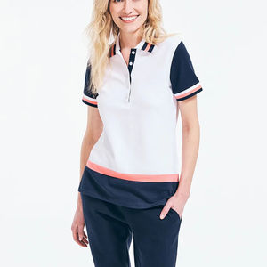 Camiseta Polo de Mujer de Alta Calidad OEM, Diseño Color Block, Algodón Azul, Camisetas Polo Personalizadas para Mujer, Camiseta Polo de Golf para Mujer ODM - Product Image 5