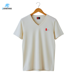 Camiseta de Cuello en V para Hombre, 100% Algodón, 180 GSM, Logotipo Personalizado, Camiseta Lisa, Ropa Casual Básica - Product Image 5