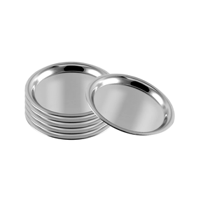 Assiettes rondes en acier inoxydable, finition argent poli, ustensiles de cuisine, meilleur prix. - Product Image 3