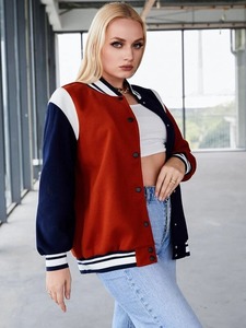 Women’s Letterman <b>Jacket</b> Embroidered Custom Style 2026 High Quality <b>Men</b> Varsity <b>Jacket</b> Oversized Baseball Snap Button Closure - Product Image 3