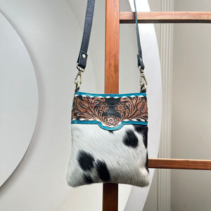 Western Cowgirl sac à bandoulière pour téléphone femmes en cuir de vachette véritable cousu à la main sac à main mobile Western Boho sac à bandoulière - Product Image 4