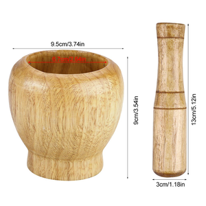 Ensemble mortier et pilon manuel en bois, fait main, pour broyer les herbes et les épices, outil de cuisine pour broyer les herbes, les épices et l'ail - Product Image 3