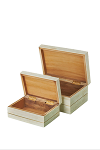 FAIZA CRAFT Boîte à bijoux carrée moderne en os incrusté avec couvercle, motif géométrique gravé, étui de rangement pour bibelots pour mariages et Noël - Product Image 2