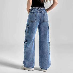 Jeans de Mezclilla Casuales de Cintura Alta para Mujer, Pantalones Cargo Transpirables de Cintura Alta con Talla Personalizada y Corte Holgado - Product Image 2