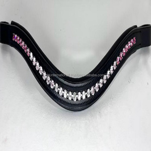 Banda de cejas de caballo de cuero extra cómoda acolchada suave con forma de onda profunda personalizada con diamantes de imitación de cristales multicolores de diseñador - Product Image 5