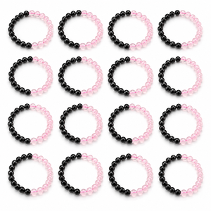 Wholesale Gemstone Natural Rose Quartz Black Tourmaline <b>Love</b> Protection Stretch <b>Bracelet</b> 8mm Crystal Healing Energy Beaded - Product Image 5