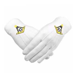 Guantes Masónicos de Algodón Blanco con Emblema Impreso Personalizado, Largos hasta la Muñeca, Algodón Suave, Duraderos y Transpirables, para Uso en Exteriores en las Cuatro Estaciones - Product Image 1