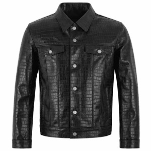 Veste de motard en cuir véritable gaufré noir pour homme, imperméable, respirante et coupe-vent - Product Image 3