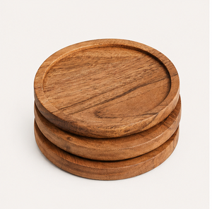 Wholesale Handmade Natural Acacia Wood Round Coasters For Drinks Eco-Friendly Durable Tabletop <b>Protection</b> For Home Office Decor - Product Image 2