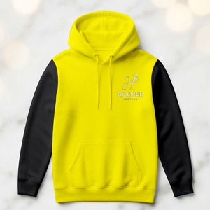 เสื้อฮู้ดผู้ชาย Hooper สีเหลืองดำ ผ้าฝ้ายเฟรนช์เทอร์รี่บุซับใน ระบายอากาศได้ดี แห้งเร็ว โลโก้ที่แขนซ้าย เหมาะสำหรับใส่ในฤดูหนาว - Product Image 1